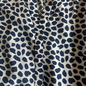 DOLCEZZA Navy blue  and White 3/4 Sleeve Blouse with Mandarin Collar